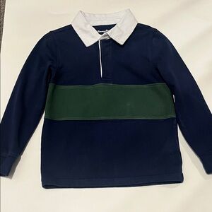 Tommy Bahama Navy Rugby Shirt with Green Chest Stripe and White Collar